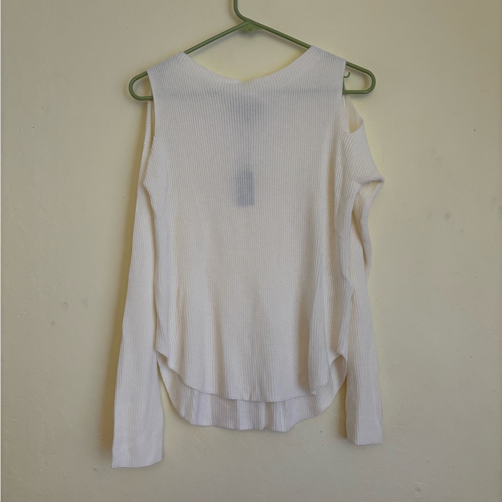 Express Ivory Knit Cold Shoulder Top